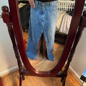 Levi's Light Blue Denim Maxi Skirt with Front Slit